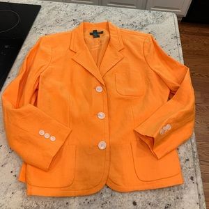 Lauren Ralph Lauren Orange Linen 3/4 sleave jacket Blazer Jacket 16